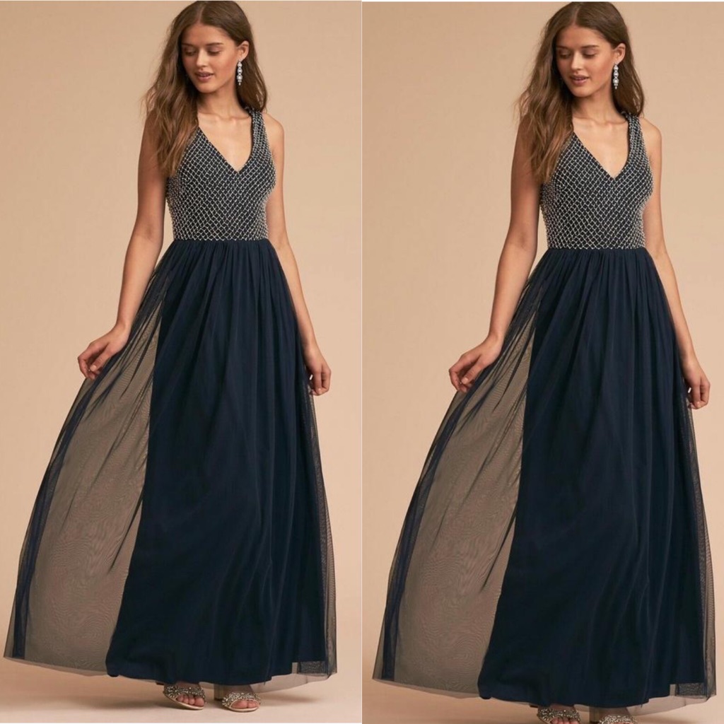 Bhldn X Adrianna Papell Blue Bryce Peal Top